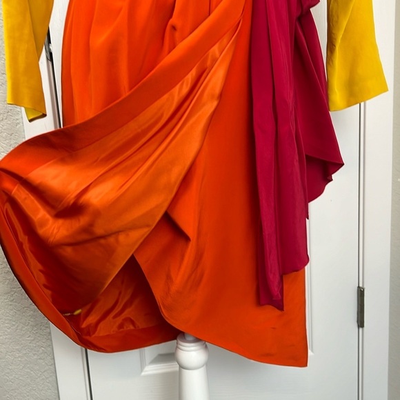 Gillian Silk Wrap Crepe Haute Couture Wrap Dress Vintage 80s - Picture 12 of 17